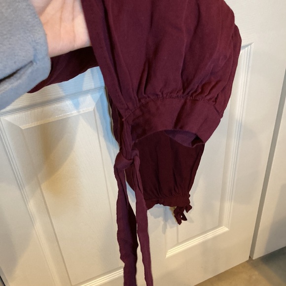 NWOT SHEIN High Split Side Knot Hem Pants Size M Maroon Color - Picture 9 of 11